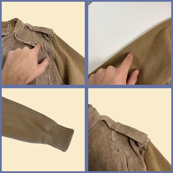 1980s leather jacket by InCrowd by Celebration, size L knit & cowhide zip up - Picture 4 of 7